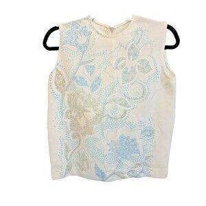 Vtg Devonette Women’s Open Knit Sweater Sleeveless Blouse Large (polytron)